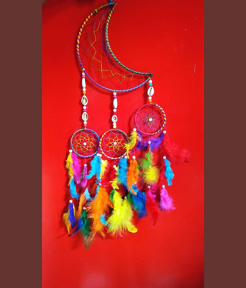 Lucky Traders Feather Multicolour Dream Catcher - Pack of 1 ( X cms )