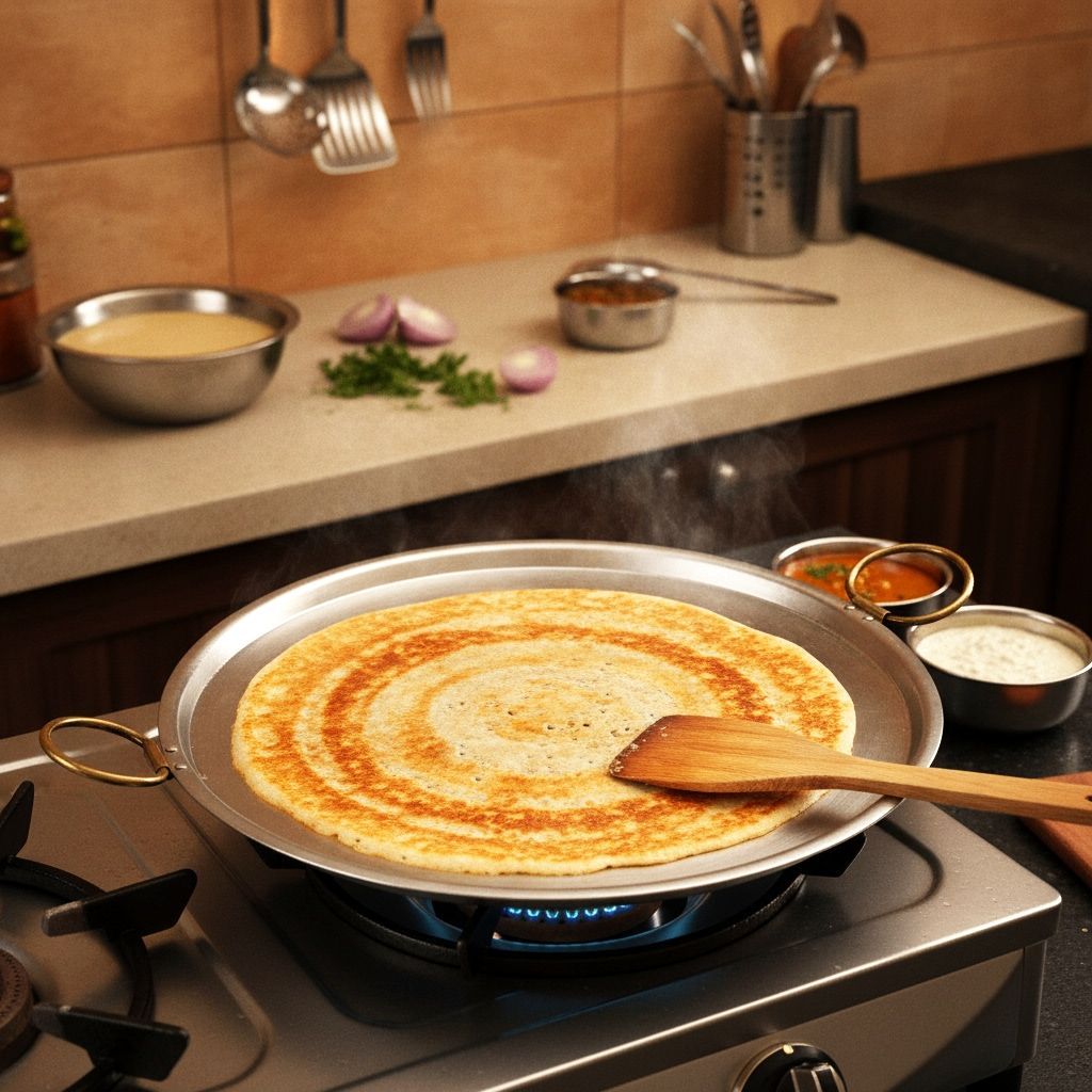 Large Pure Brass Dosa Tawa | Heavy Gauge Premium Griddle for Dosa, Uttapam & Restaurant-Style Cooking (BCMAS209 D)