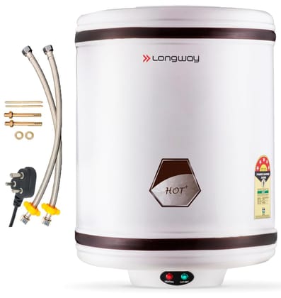Longway Hotplus 15 ltr Automatic Storage Water Heater with Multiple Safety System & Anti-Rust Coating 5 Star Rated (Off White, 15 Ltr, Pack of 1) Longway Hotplus 15 ltr Automatic Storage Water Heater with Multiple Safety System & Anti-Rust Coating 5 Star