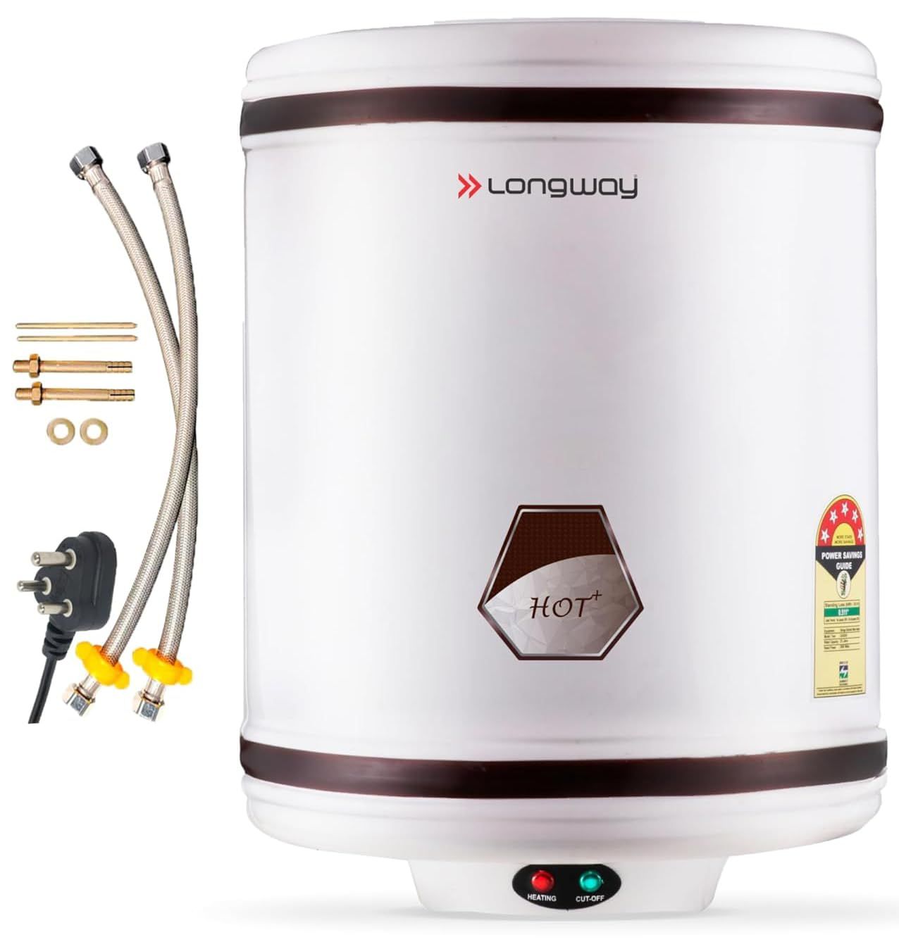 Longway Hotplus 15 ltr Automatic Storage Water Heater with Multiple Safety System & Anti-Rust Coating 5 Star Rated (Off White, 15 Ltr, Pack of 1) Longway Hotplus 15 ltr Automatic Storage Water Heater with Multiple Safety System & Anti-Rust Coating 5 Star