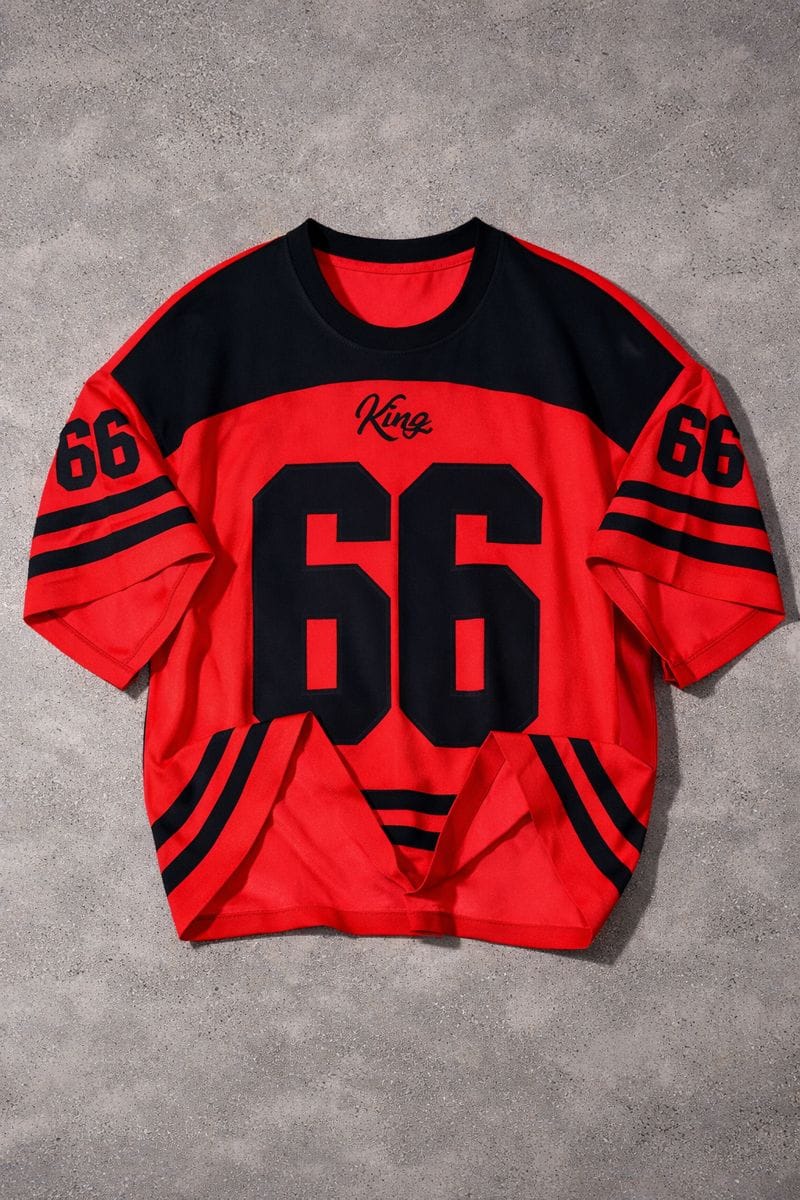 Mens Printed Half Sleeve T-Shirt | Red & Black Sports Style