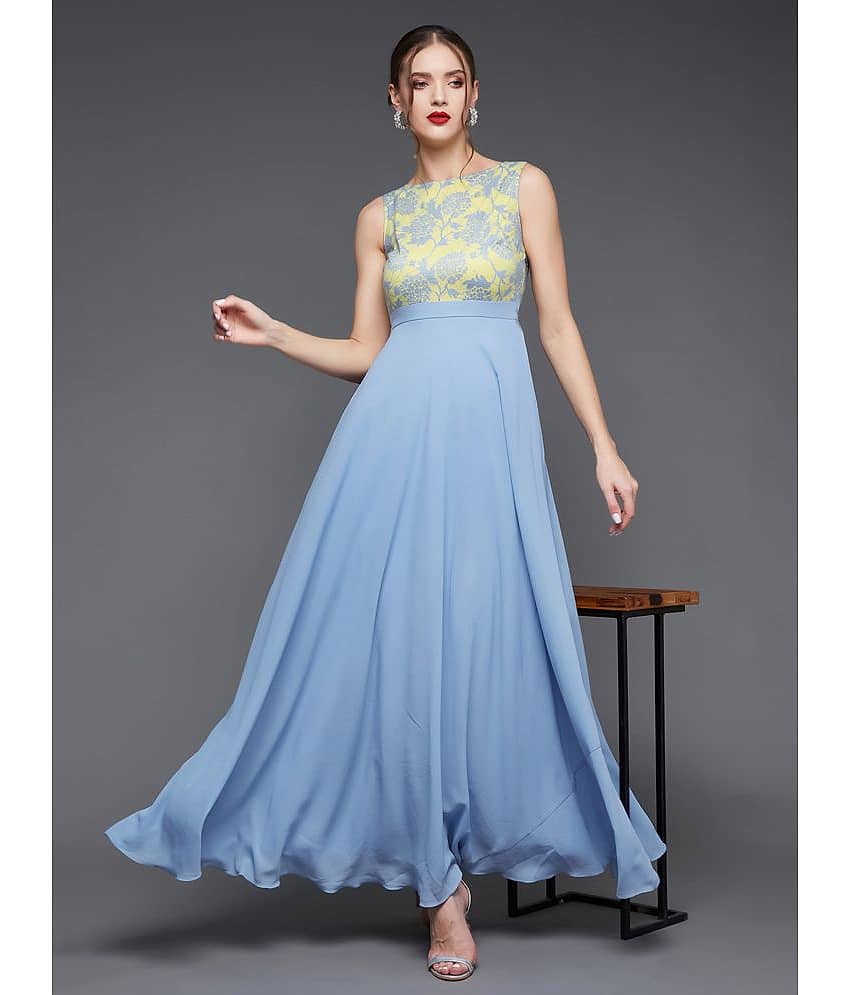 Miss Chase Women Georgette Printed Gown ( Yellow )