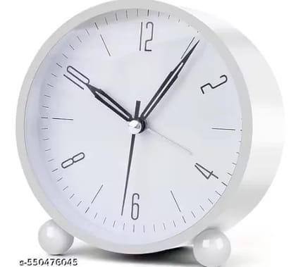 kaasni's Table Clock Alarm Super | Loud for Heavy Sleepers Retro | Twin Bell Metal Frame | Clock with Night Backlight Function Bedside | Luminous Alarm for Bedroom/Office (Metal white 4 inches)