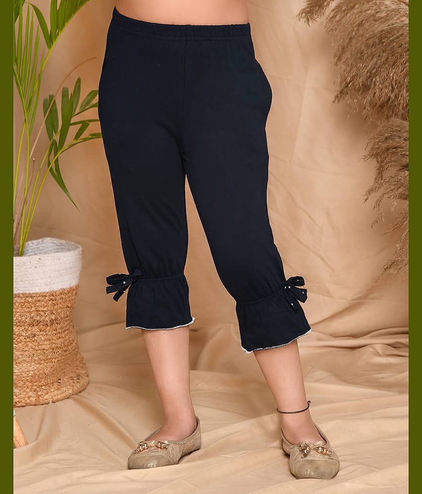 Kids Cave Pack of 1 Girls Cotton Capris ( Blue )