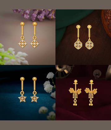 LUV FASHION Golden Drop Earrings ( Pack of 4 )