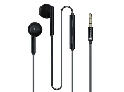 Portronics Conch Theta A 3.5mm Aux Jack, HD Mic, TPE Anti Tangle Material, Unique Earbuds Design - Black Portronics Conch Theta A 3.5mm Aux Jack, HD Mic, TPE Anti Tangle Material, Unique Earbuds Design - Black