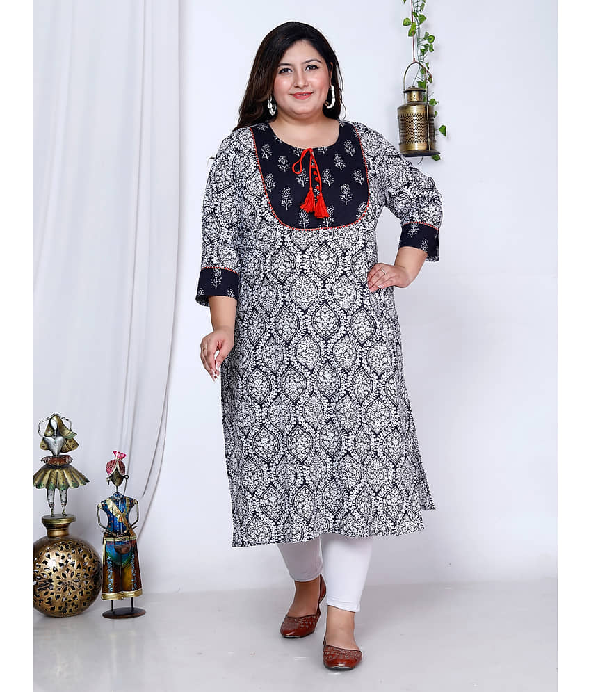Avnii Cotton Printed Straight Women's Kurti - White ( Pack of 1 )