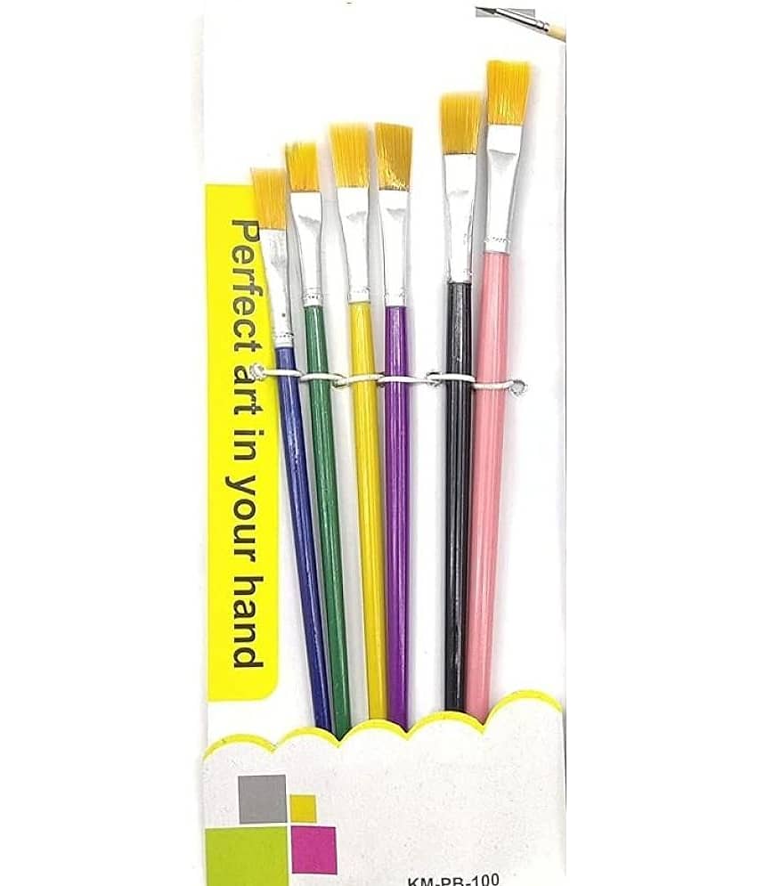 ECLET 6 Pcs Different Size Paint Brush Set (Flat) A