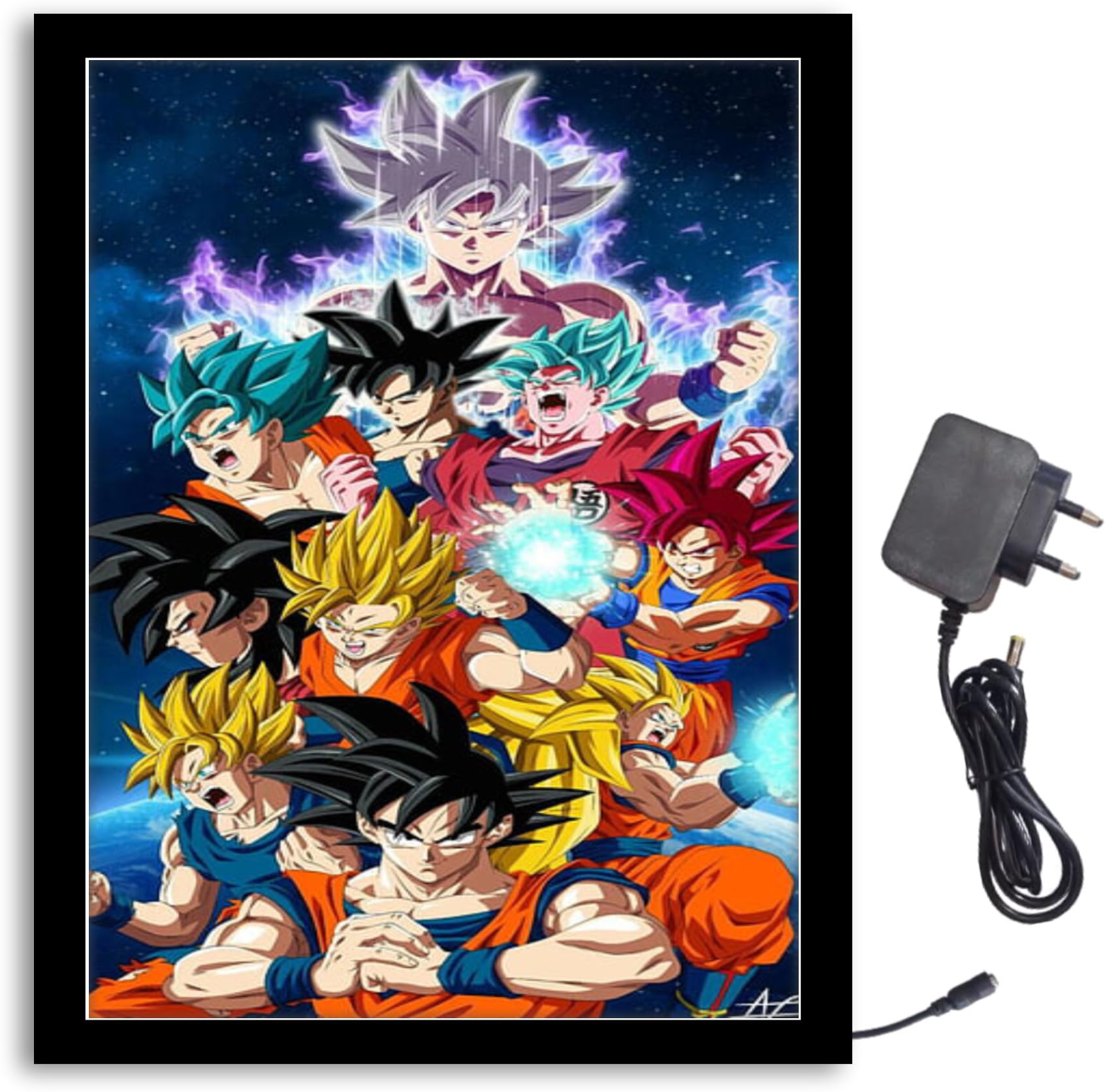 NOKKES Dragonball Z With Team Light Photo Frame 8X10 inch Led Light photo Frame With Light Adaptor Led Light Photo Frame Black Color Photo Frame_AQW180