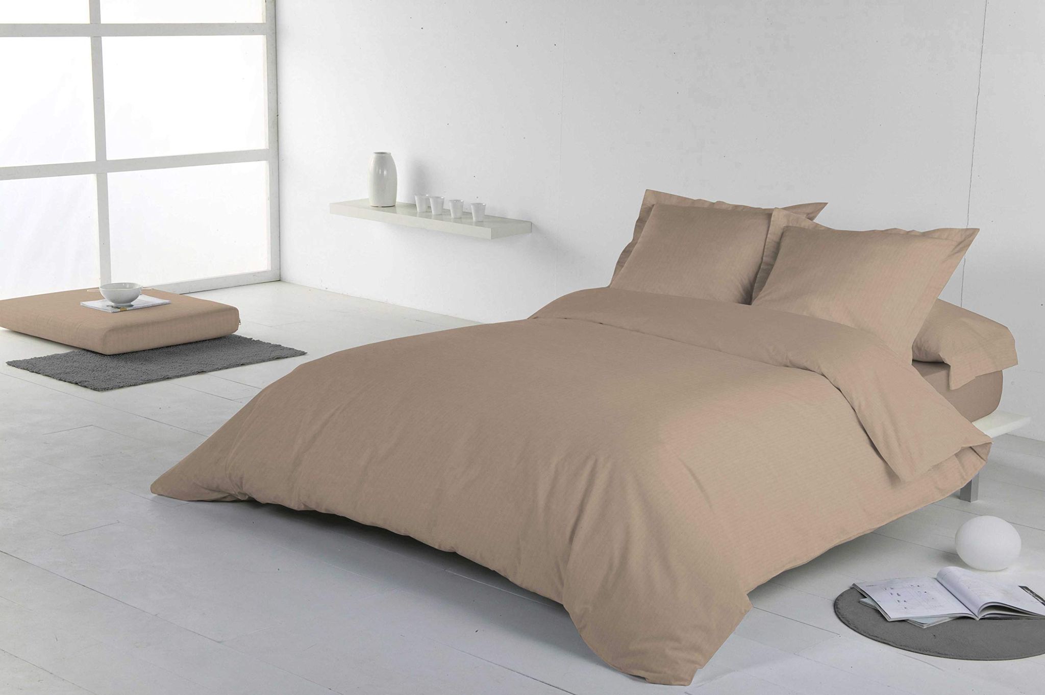 DDECOR - Luxe Collection 100% Cotton Dobby Pattern 400TC Single Bedsheet|152 CM X 224 CM| - Grey