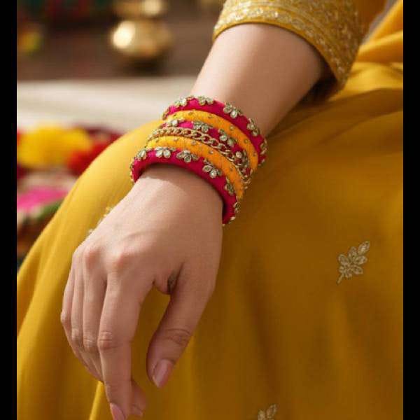 Premium Yellow Thread Bangles Set for Everyday Wear
