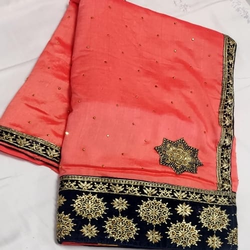 Beautiful Gajari Pink Saree With Blouse