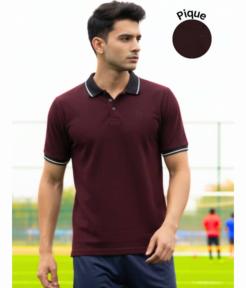 Rigo Men Cotton Regular Fit Solid Polo T Shirt ( Maroon )