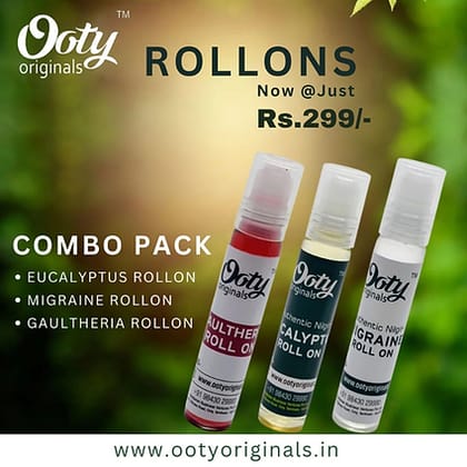 Eucalyptus, Migraine and Gaultheria Roll-on - Combo Pack