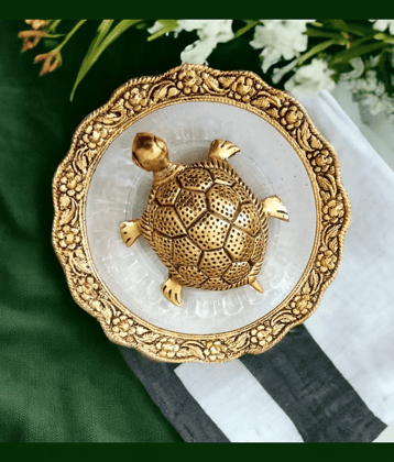 ServDharm Idol Bracelet Metal Tortoise on Plate 5.5" ( Pack of 1 )