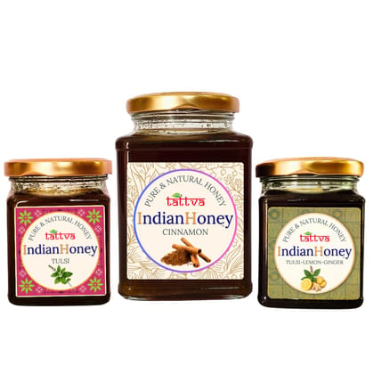 IndianHoney cinnamon, tulsi, & Ayurvedic & StressRelief Tulsi Infused Honey Triple Combo Pack (500gm + 2x230gm) IndianHoney cinnamon, tulsi, & Ayurvedic & StressRelief Tulsi Infused Honey Triple Combo Pack (500gm + 2x230gm)
