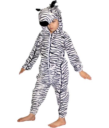 Kaku Fancy Dresses Zebra Wild Animal Costume -Black & White, 5-6 Years, For Boys & Girls