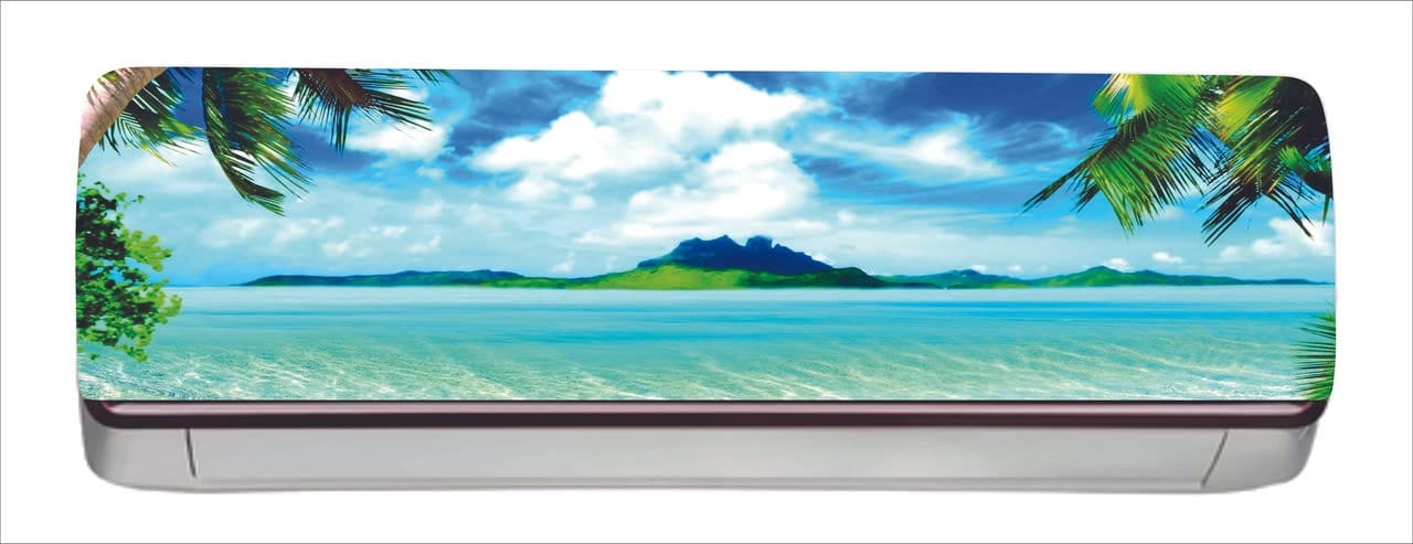 DreamKraft Beautiful Sea with Mountain AC Sticker (Multicolor PVC Vinyl, 30cm X 91cm)