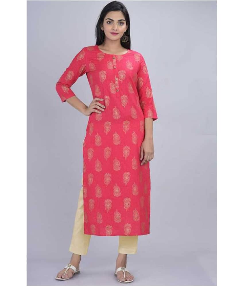 Kbz Pink Rayon Straight Kurti