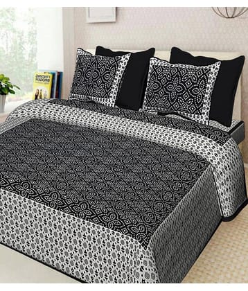 Poorak Cotton 1 Double Bedsheet with 2 Pillow Covers ( Black )