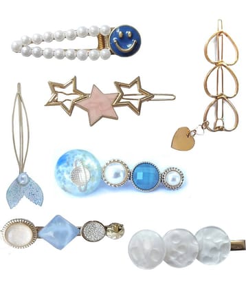 FOK 7 Pcs Acrylic Resin Hair Barrettes Macaron Design Hair Clip Pin For Girls Women