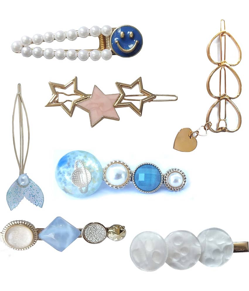 FOK 7 Pcs Acrylic Resin Hair Barrettes Macaron Design Hair Clip Pin For Girls Women