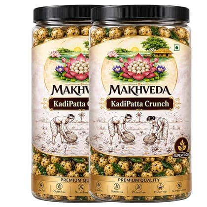 MAKHVEDA -  Kadhi Patta Desi Ghee Makhana | Roasted Fox Nuts | Popped Lotus Seeds | Healthy Snack | Low Calorie, High Protein, Gluten Free | Curry Leaf & Ghee Flavour
