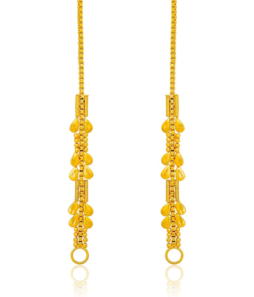 LUV FASHION Golden Drop Earrings ( Pack of 1 )