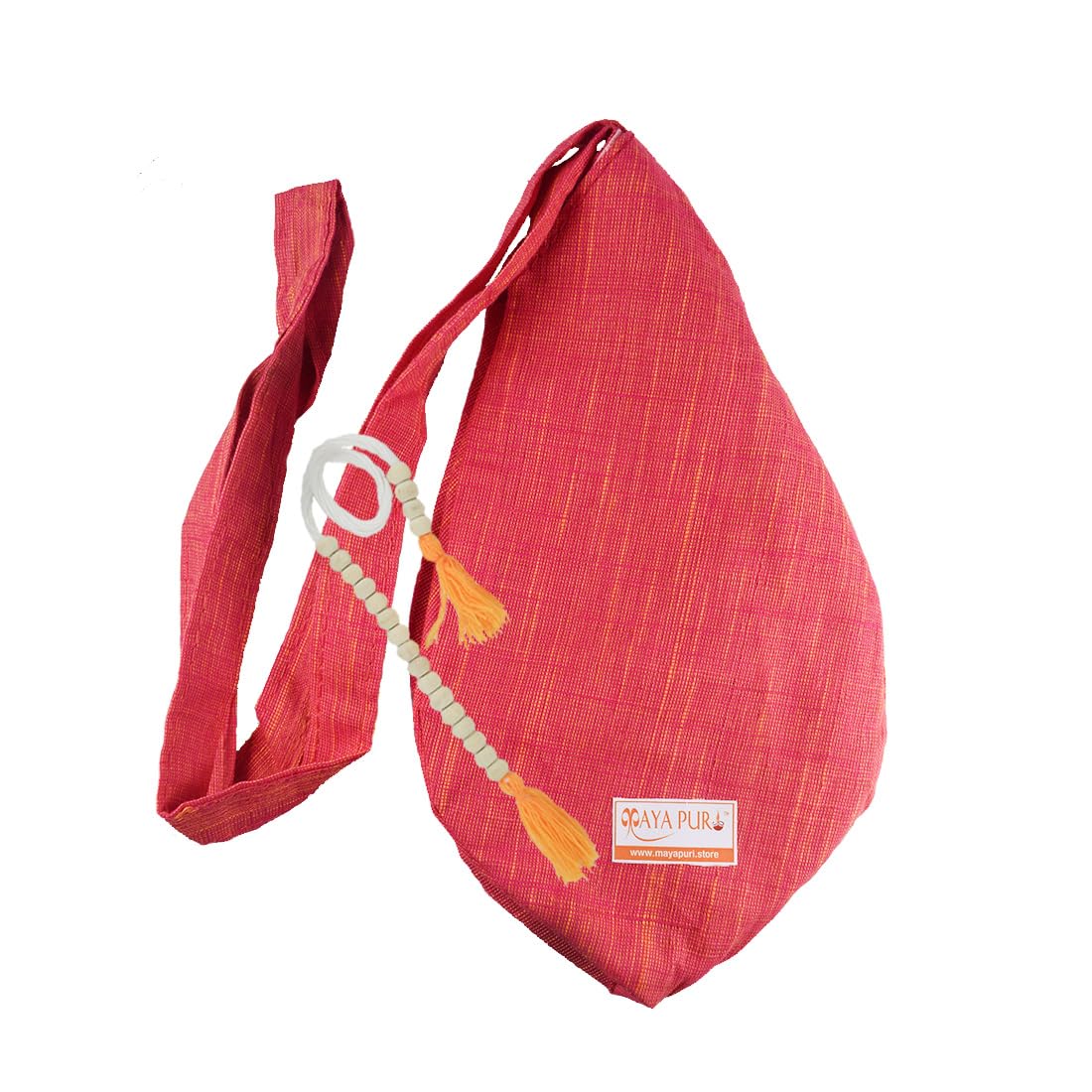 MAYAPURI Cotton Chanting Bag/Japa Mala Bag with Sakshi Mala Counter for Daily Mantra Jaap (Ruby Red)