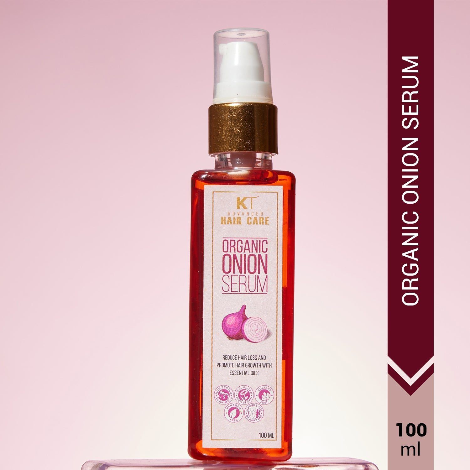 KT Professional Organic Onion Hair Serum, Hair Fall Control & Growth, Leave-In - 100ml