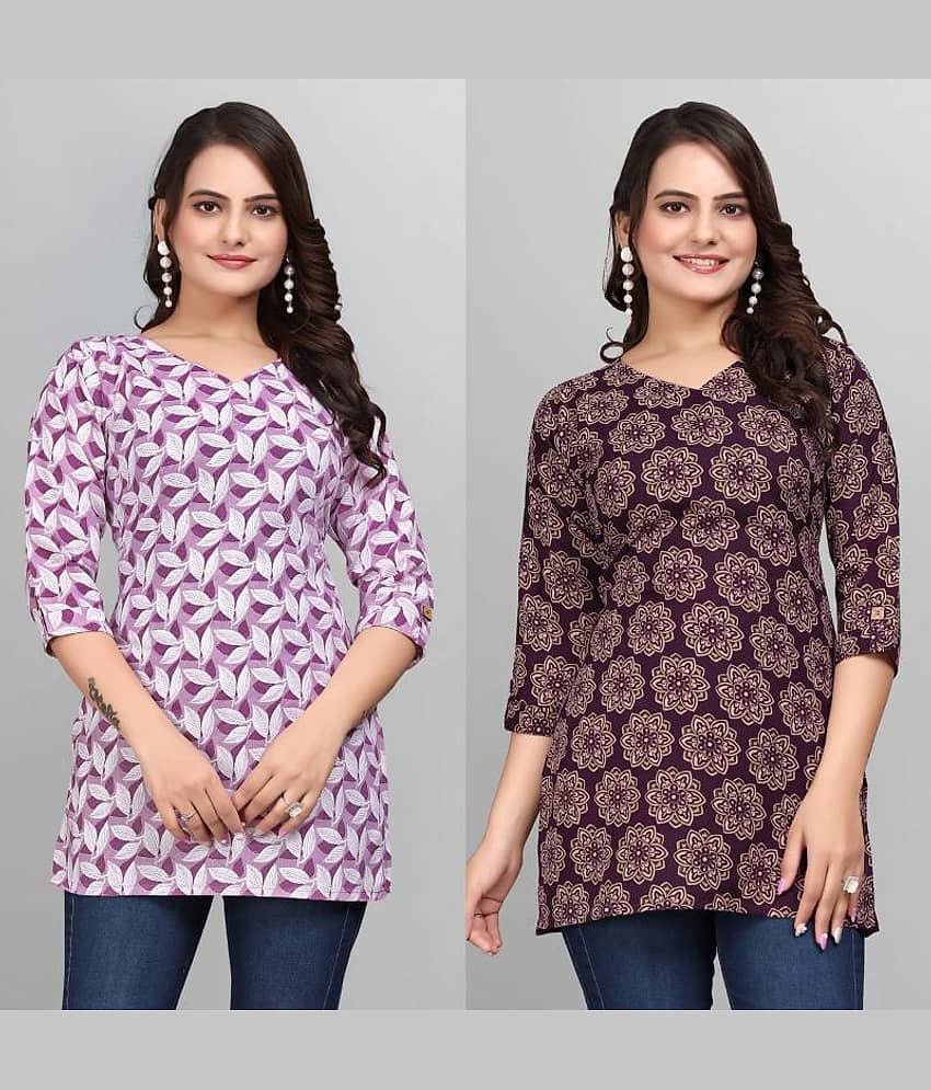 Cotton Blend Short Kurti For Women (Pack of 2)
