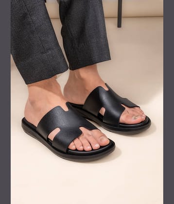 Fentacia Fentacia Men Black Broad Strap Sandals Black Men's Daily Slipper