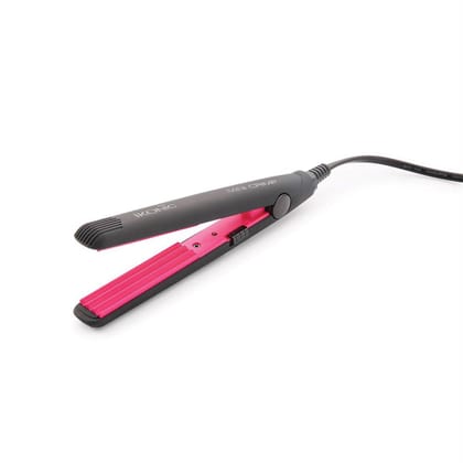 Ikonic Mini Crimper Hair Curler with Power Indicator light (Ceramic Plates, Black & Pink) *(open box Product)