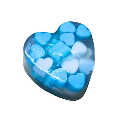 Sweet Hearts- Blue Handmade Glycerin Soap with Peppermint Essential Oil- 110 Gms