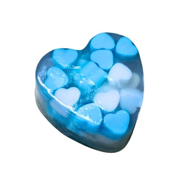 Sweet Hearts- Blue Handmade Glycerin Soap with Peppermint Essential Oil- 110 Gms