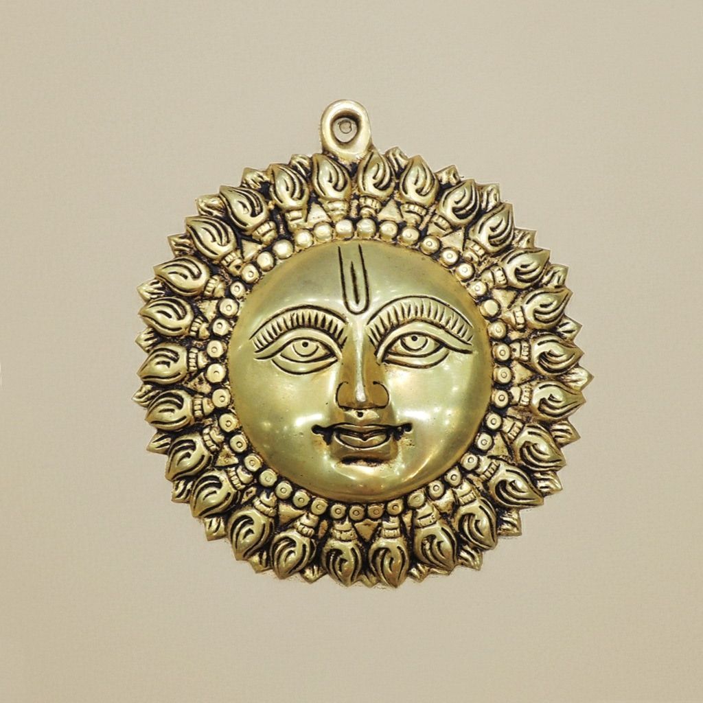 Handcrafted Brass Suraj Wall Hanging | Traditional Wall Decor, Height : 6.2 Inch (BSMAS1843 C)