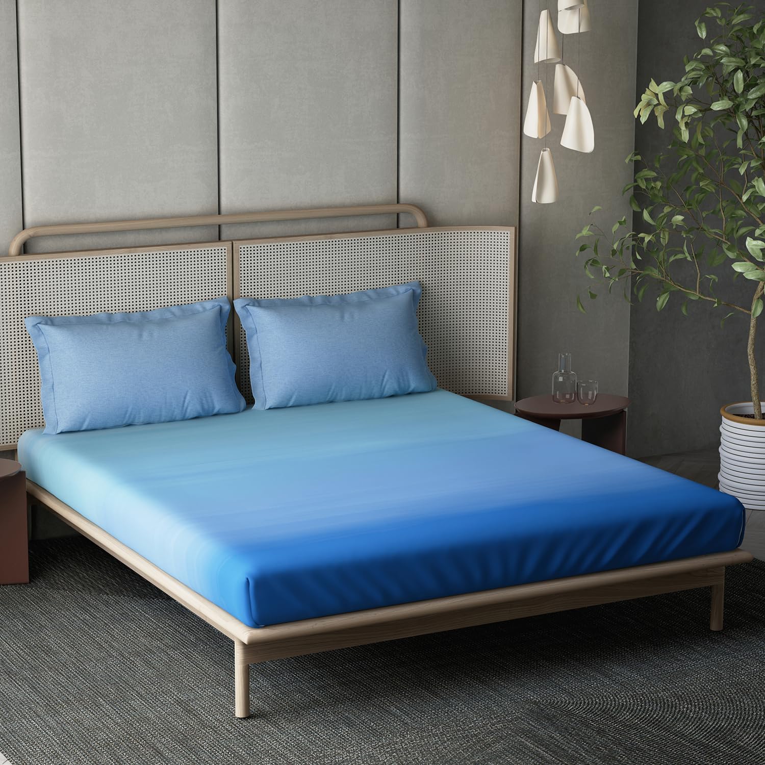 DDECOR - Esteem Ombre Collection 100% Cotton Abstract Pattern 210TC Super King |274 CM X 274 CM| Blue
