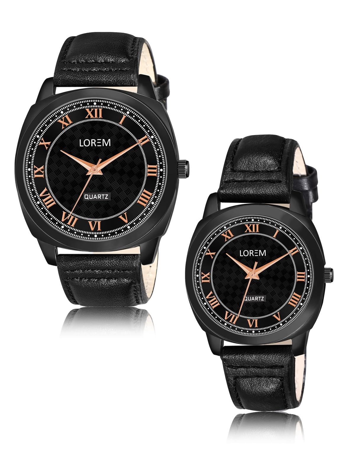Black Cubic Designer Printed Dial Analog Watch for Lovely Couple LR87-LR334