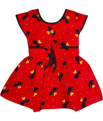 LITTLE PANDA 100% Cotton Skater For Girls ( Pack of 1 , Red )