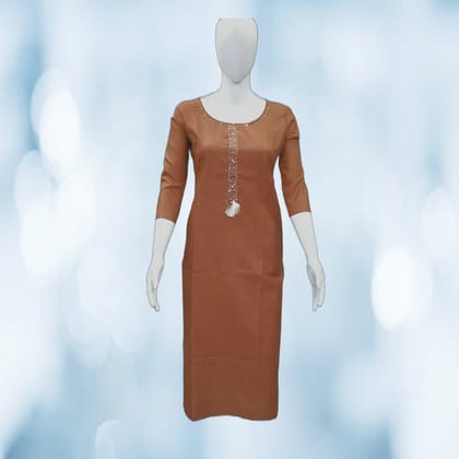 Solid Brown Cotton Straight Kurti | Minimalist Ethnic Wear | Casual & Festive