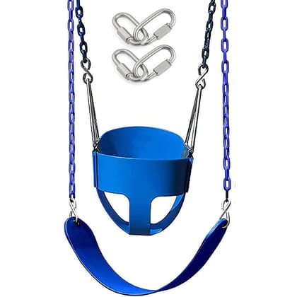 REZNOR High Back Full Swings Seats & Bucket Swing Heavy Duty with 1.5 Meter Chain,Playground Swing Set Accessories Replacement, 4 Oval Shape Stainless Steel Screw Link Snap Hooks for Kids, Adults