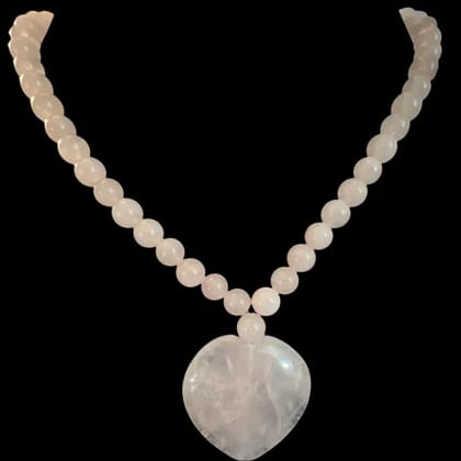 SahajHast Rose Quartz Necklace  Handmade Beaded Jewelry with Heart Pendant for Love & Healing