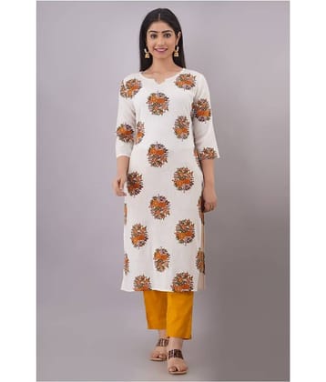 FABRR - White Straight Cotton Women's Stitched Salwar Suit ( Pack of 1 )