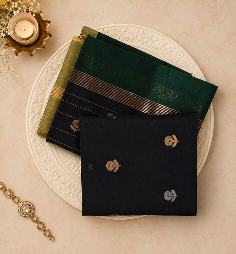 Handloom Chanderi Unstitched 2-Piece Silk By Cotton Suit Set