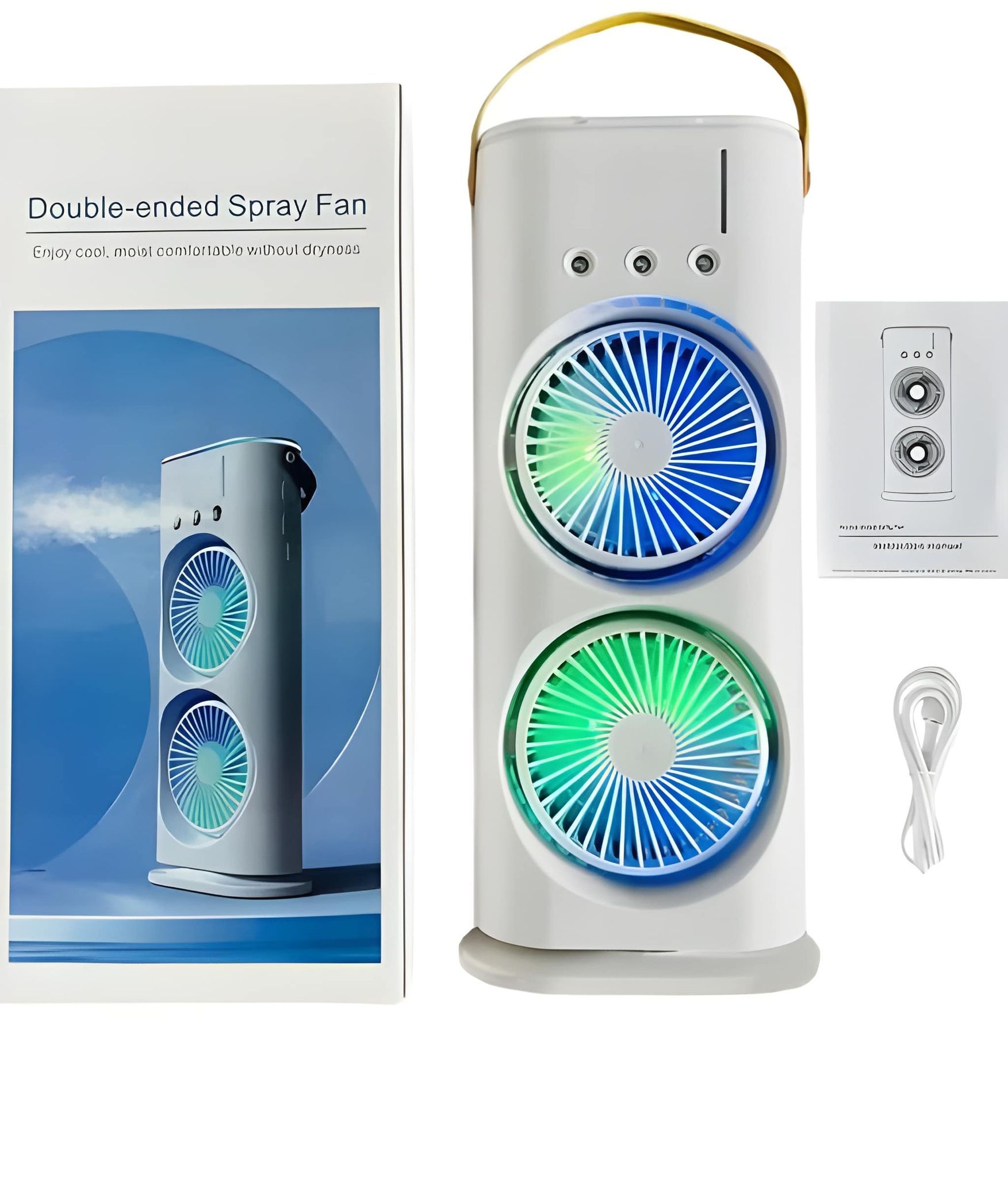 Portable Double Air Cooler Fan | Dual Head Mini Air Cooling Fan with Water Cooling & USB Power | Home Improvement Personal Air Cooler for Bedroom, Office & Travel