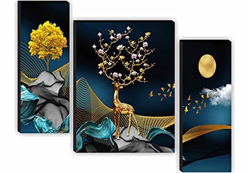 SAF paintings Unique 3D Print Deer Nature Modern Art MDF Framed Painting (SANFJM31040, Multicolour, 12 inch x 18
