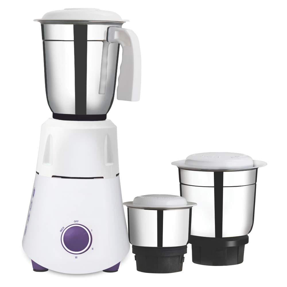 Baltra STYLO DLX 3 Jar Mixer Grinder 550 Watts White(ISI Certified, 2year Warranty with Doorstep Service)