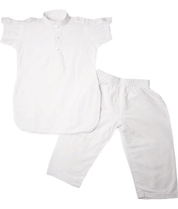harshvardhanmart Boys 100% Cotton - Pattern Kurta Pant Set ( White , Pack of 1 )