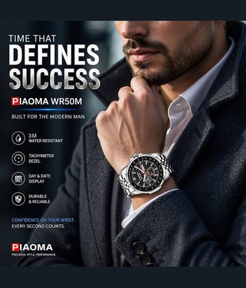 Piaoma Silver Stainless Steel Analog Men's Watch