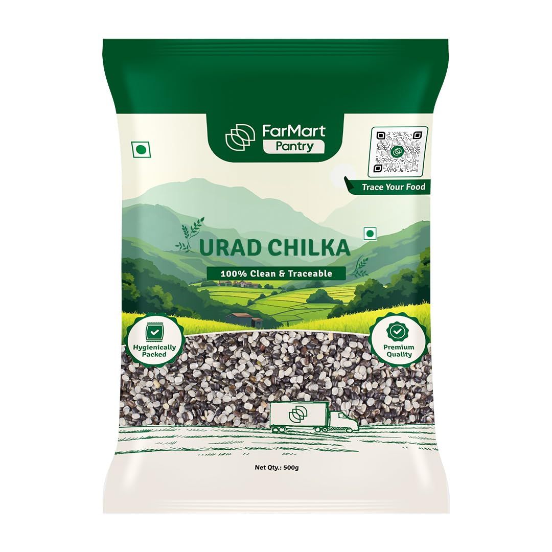 FarMart Pantry Urad Chilka Dal (500g) | High-Protein & Fiber-Rich | Unpolished & Wholesome for Dal, Dosa & Indian Cooking